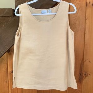 Sutton Studio scoop neck tan 100% linen tank size Medium
